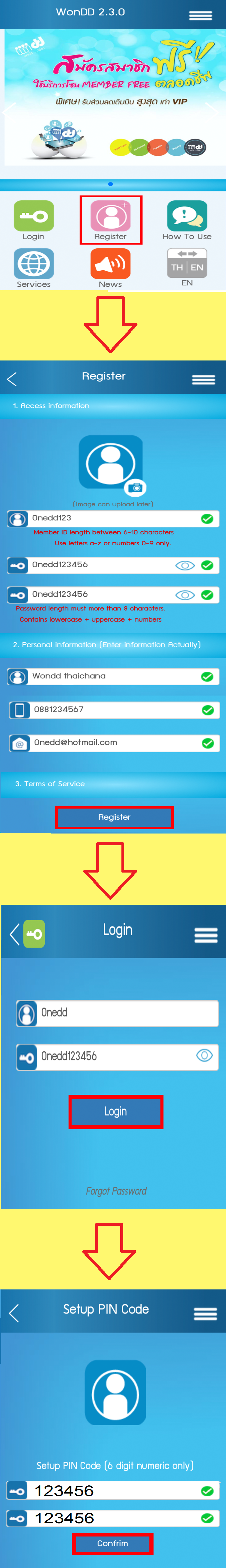 Register channels via the application